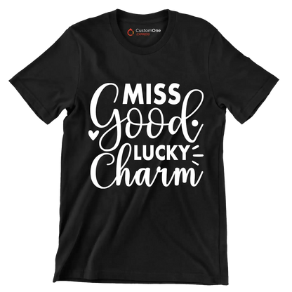 Miss Good Lucky Charm - St. Patrick's Day T-Shirt-Black-S-Custom One Express