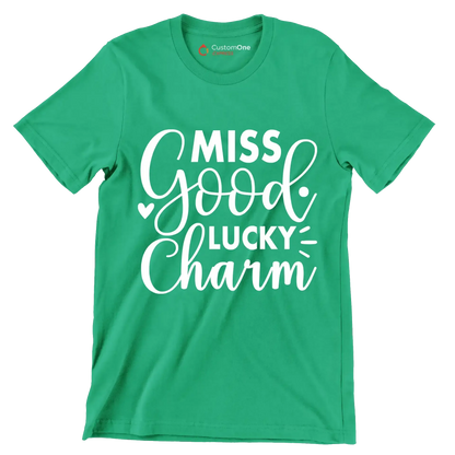 Miss Good Lucky Charm - St. Patrick's Day T-Shirt-Green-S-Custom One Express