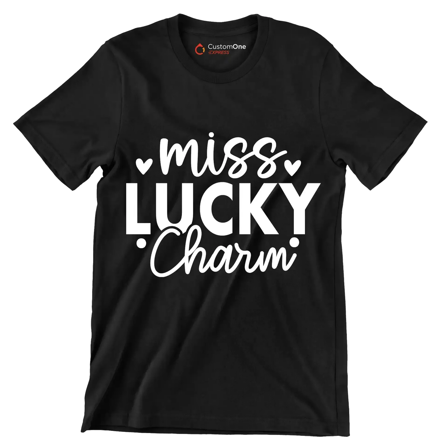 Miss Lucky Charm - St. Patrick's Day T-Shirt-Black-S-Custom One Express