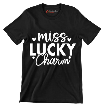 Miss Lucky Charm - St. Patrick's Day T-Shirt-Black-S-Custom One Express