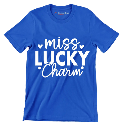 Miss Lucky Charm - St. Patrick's Day T-Shirt-Blue-S-Custom One Express