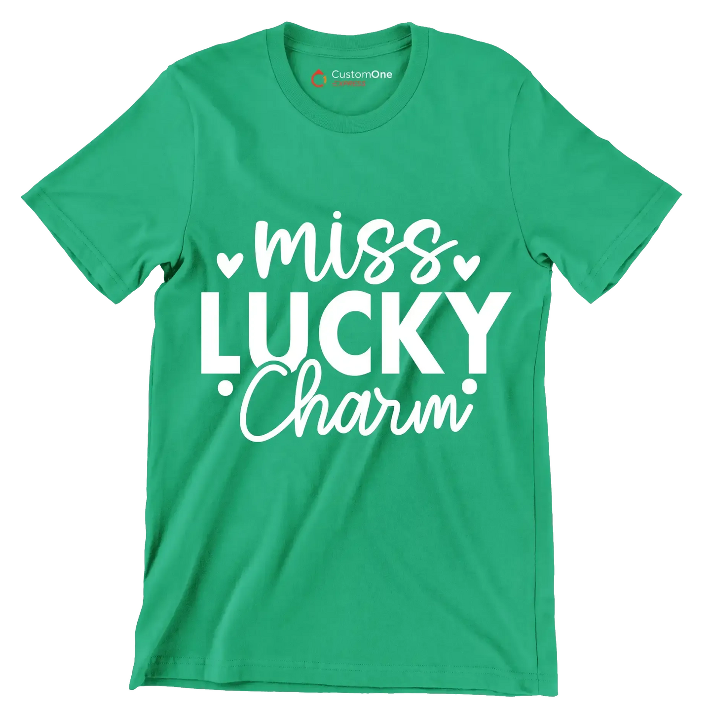 Miss Lucky Charm - St. Patrick's Day T-Shirt-Green-S-Custom One Express