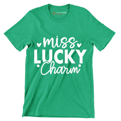 Miss Lucky Charm - St. Patrick's Day T-Shirt-Green-S-Custom One Express