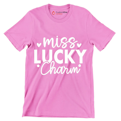 Miss Lucky Charm - St. Patrick's Day T-Shirt-Pink-S-Custom One Express