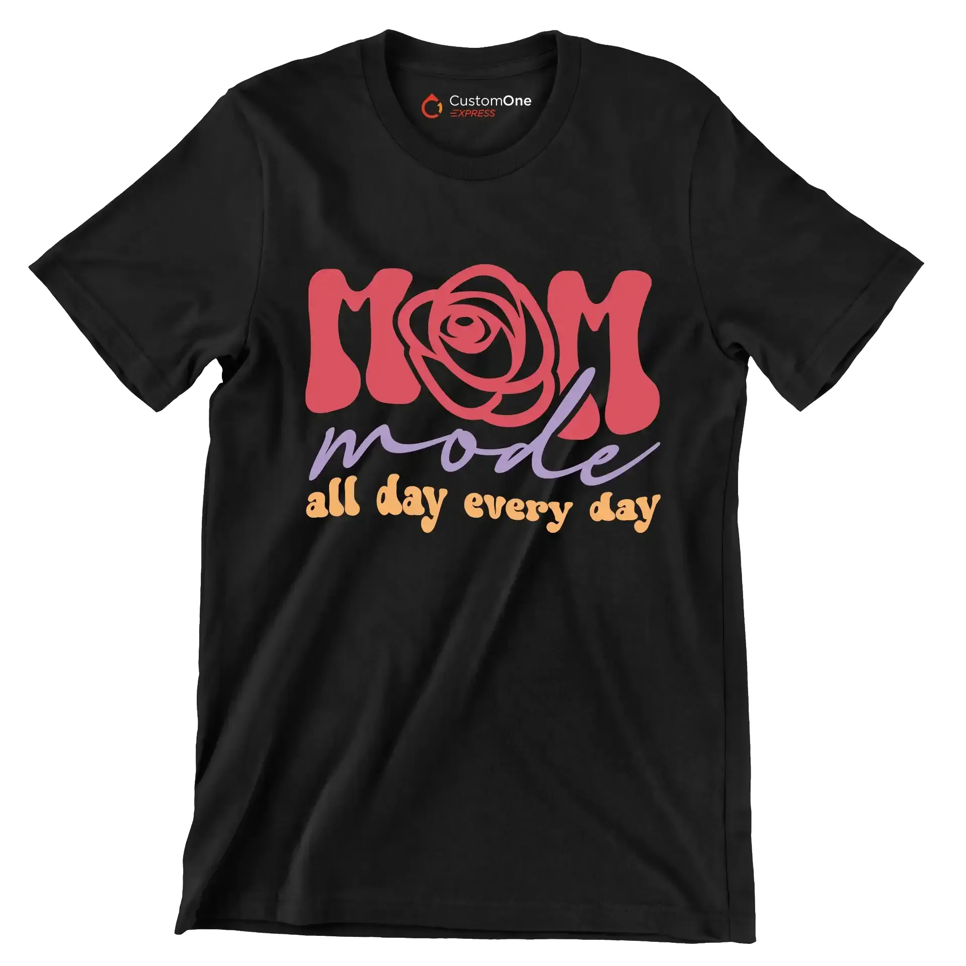 Mom Mode All Day Every Day - Mother’s Day T-Shirt-Black-S-Custom One Express