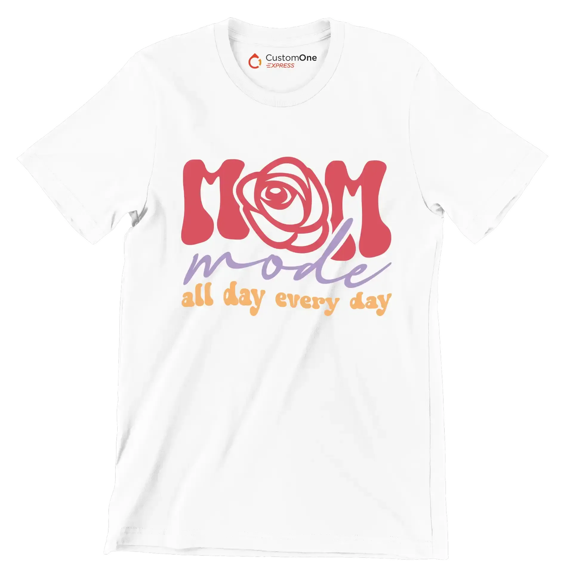 Mom Mode All Day Every Day - Mother’s Day T-Shirt-White-S-Custom One Express