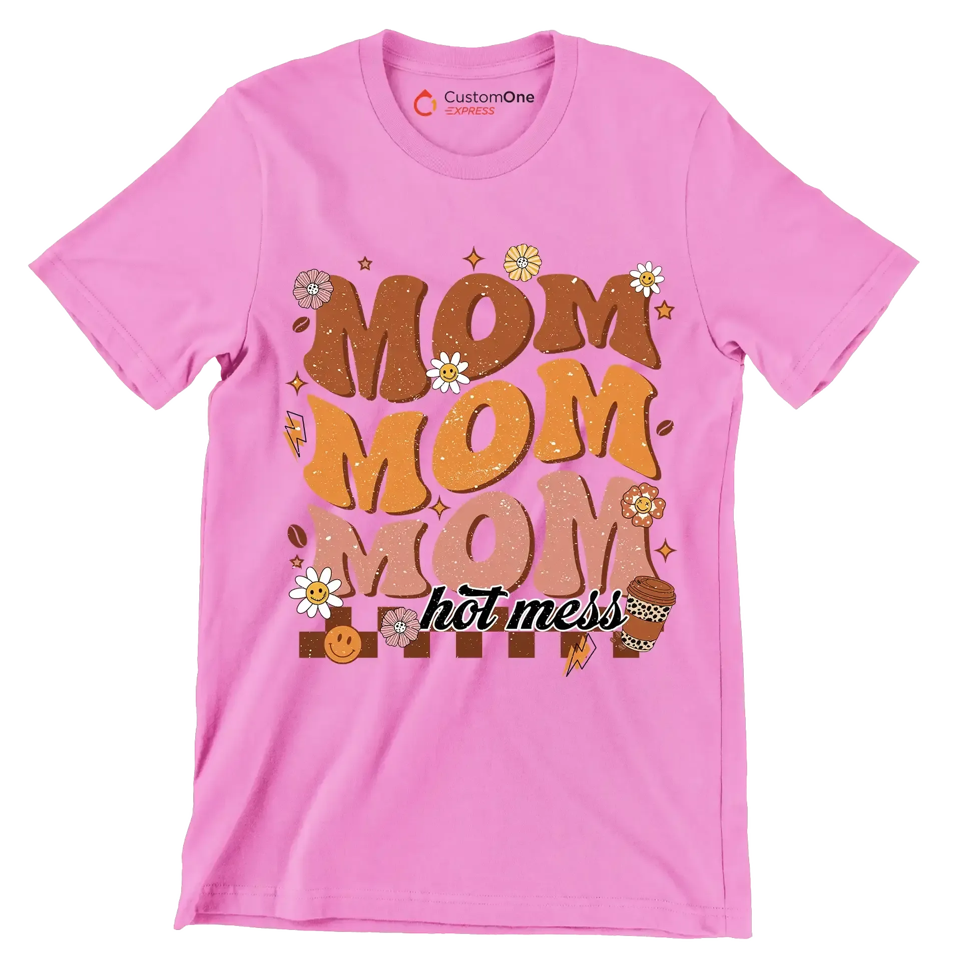 Mom Mom Mom - Mother’s Day T-Shirt-Pink-S-Custom One Express