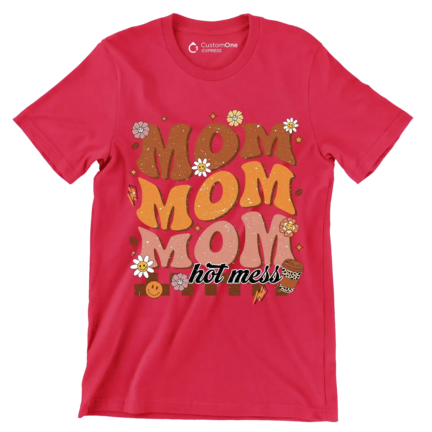 Mom Mom Mom - Mother’s Day T-Shirt-Red-S-Custom One Express
