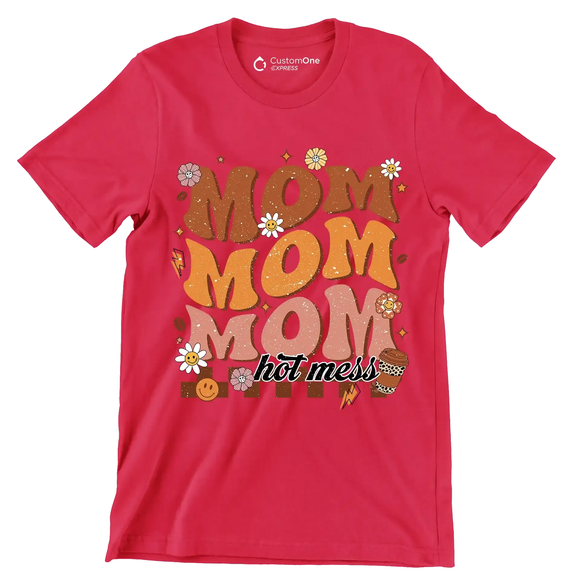 Mom Mom Mom - Mother’s Day T-Shirt-Red-S-Custom One Express