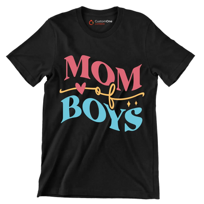 Mom Of Boy - Mother’s Day T-Shirt-Black-S-Custom One Express