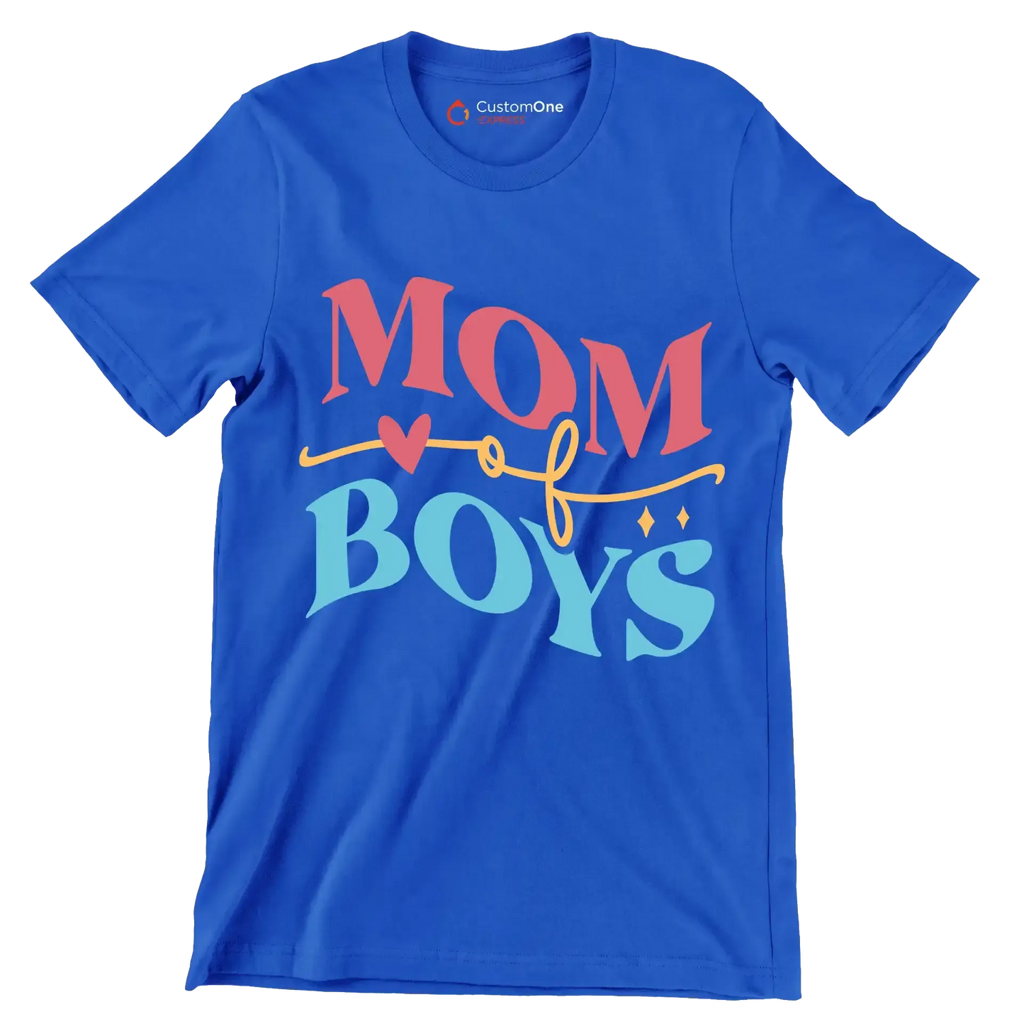 Mom Of Boy - Mother’s Day T-Shirt-Blue-S-Custom One Express