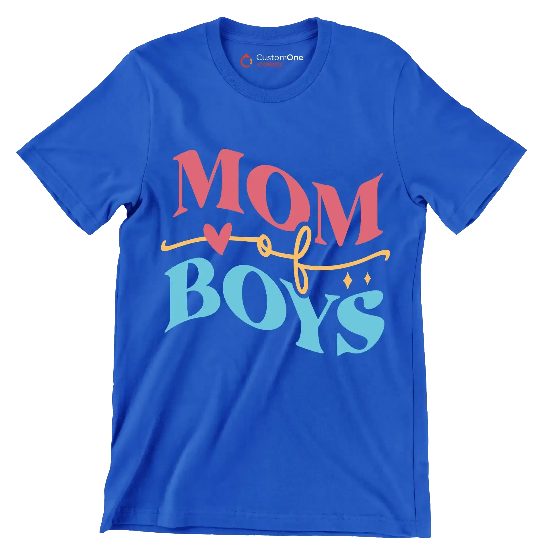 Mom Of Boy - Mother’s Day T-Shirt-Blue-S-Custom One Express