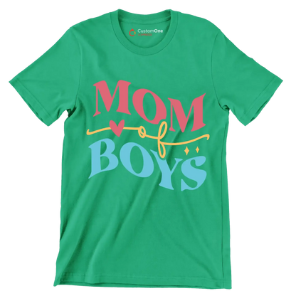 Mom Of Boy - Mother’s Day T-Shirt-Green-S-Custom One Express