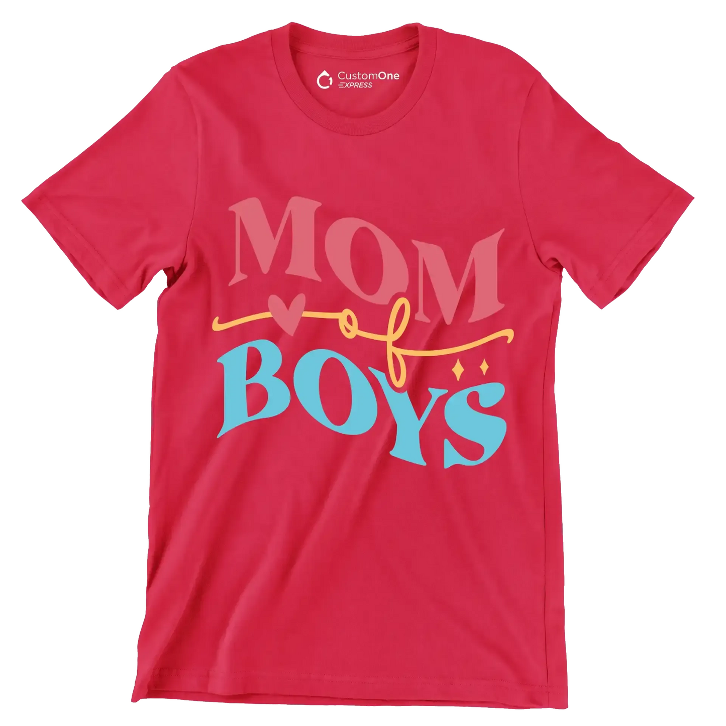 Mom Of Boy - Mother’s Day T-Shirt-Red-S-Custom One Express