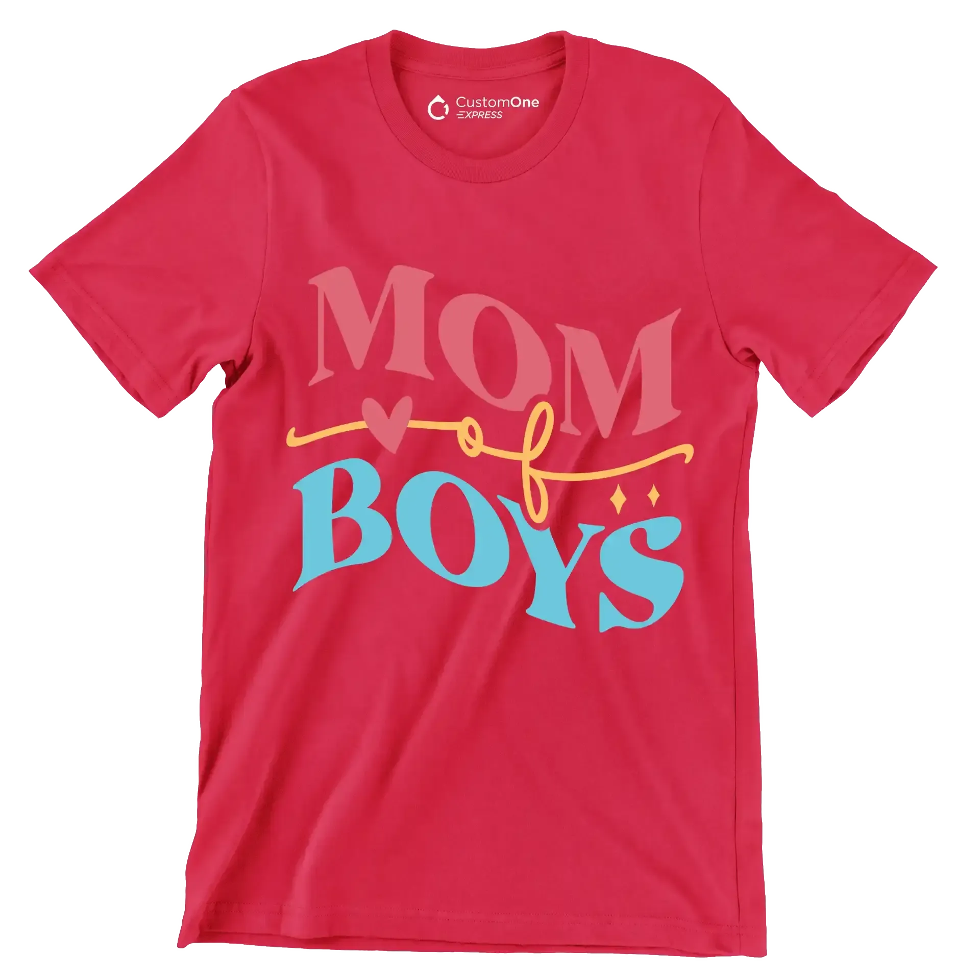 Mom Of Boy - Mother’s Day T-Shirt-Red-S-Custom One Express
