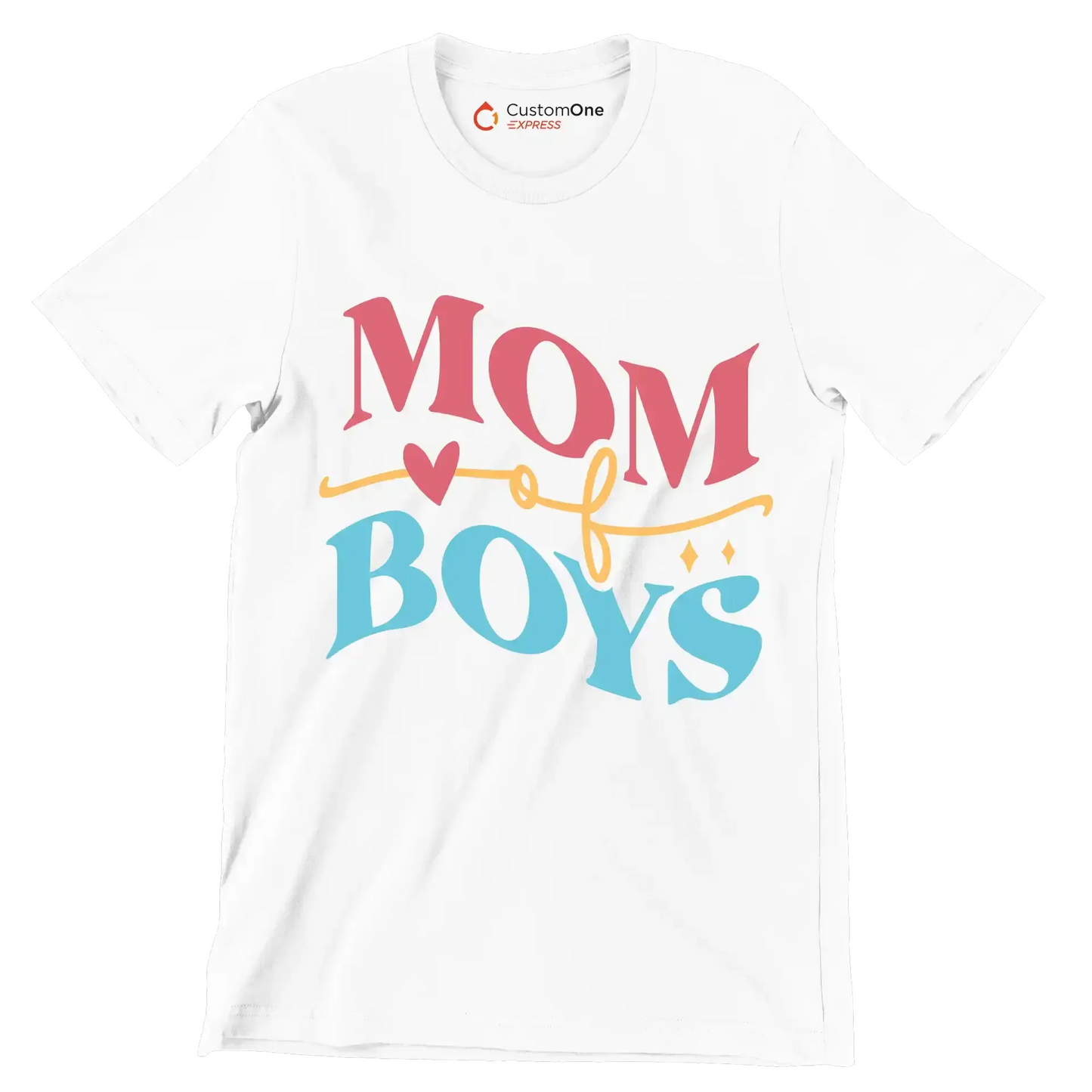 Mom Of Boy - Mother’s Day T-Shirt-White-S-Custom One Express
