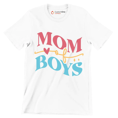 Mom Of Boy - Mother’s Day T-Shirt-White-S-Custom One Express