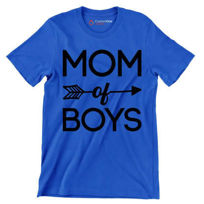 Mom Of Boys - Mother’s Day T-Shirt-Blue-S-Custom One Express
