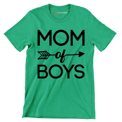 Mom Of Boys - Mother’s Day T-Shirt-Green-S-Custom One Express