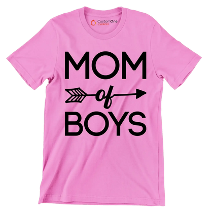 Mom Of Boys - Mother’s Day T-Shirt-Pink-S-Custom One Express