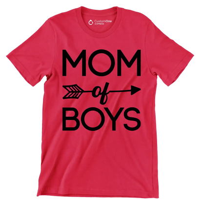 Mom Of Boys - Mother’s Day T-Shirt-Red-S-Custom One Express