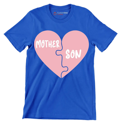 Mother Son - Mother’s Day T-Shirt-Blue-S-Custom One Express