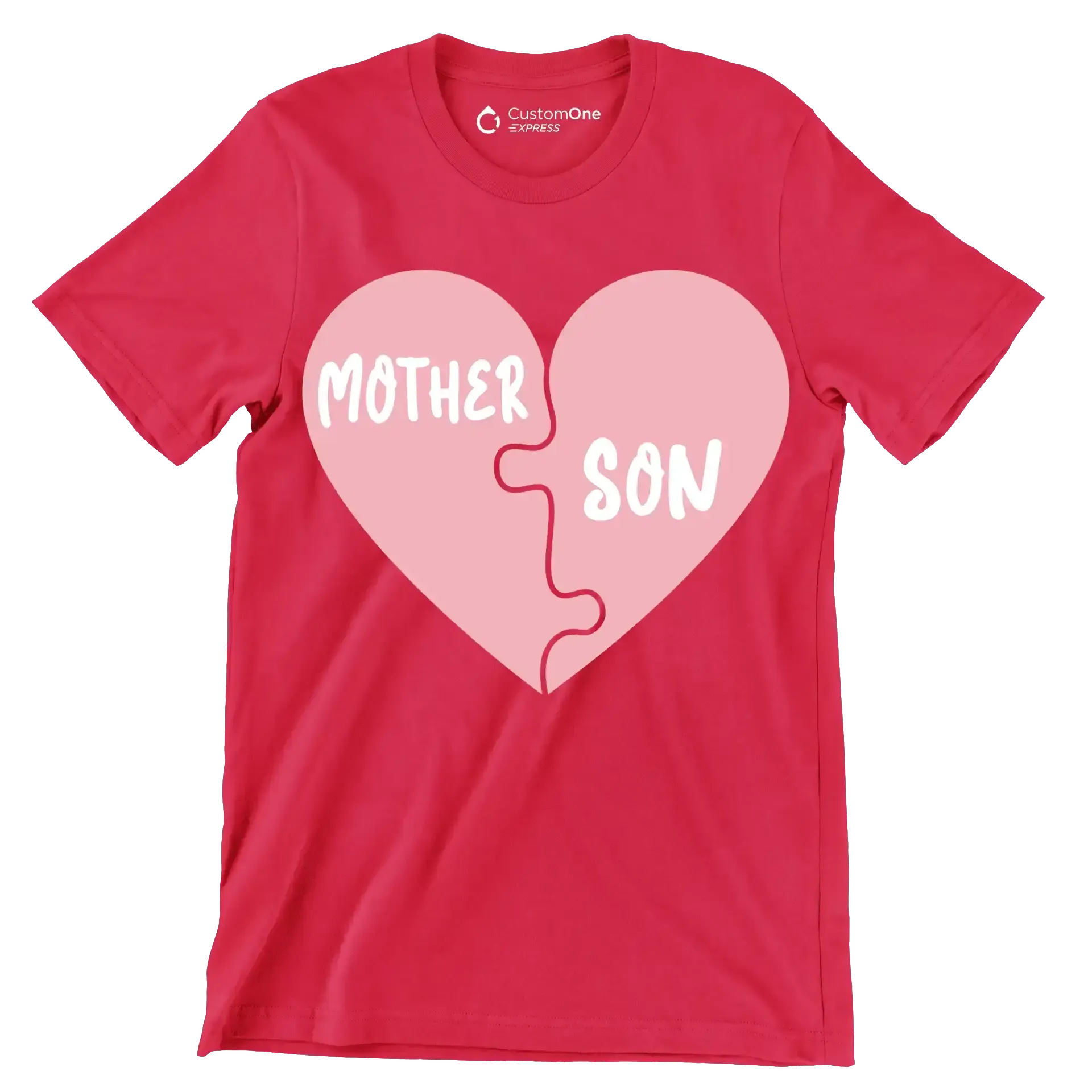 Mother Son - Mother’s Day T-Shirt-Red-S-Custom One Express