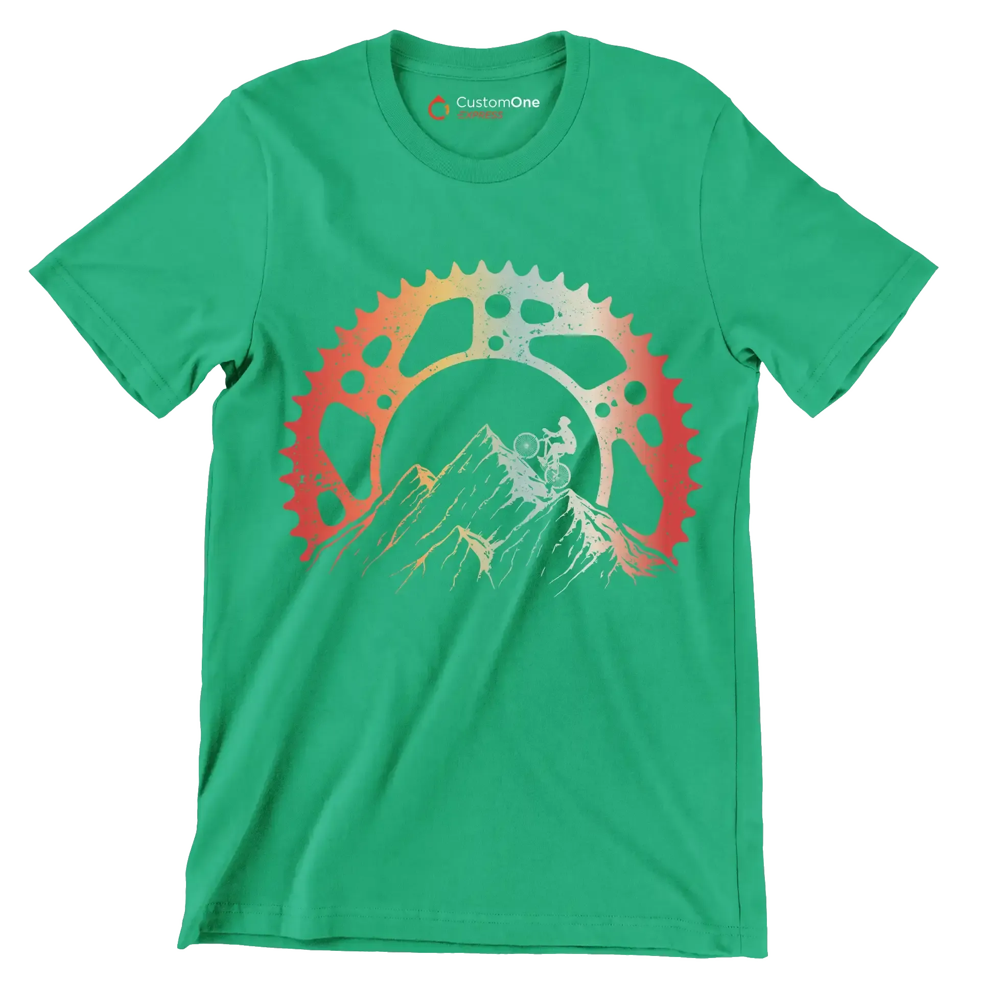 Mountain Gear Adventure– Conquer the Trails - Bicycle Themed T-Shirt-Green-S-Custom One Express