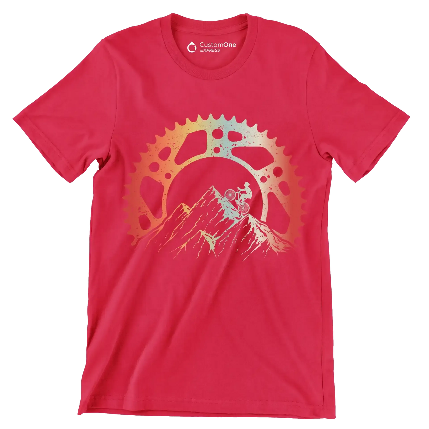Mountain Gear Adventure– Conquer the Trails - Bicycle Themed T-Shirt-Red-S-Custom One Express