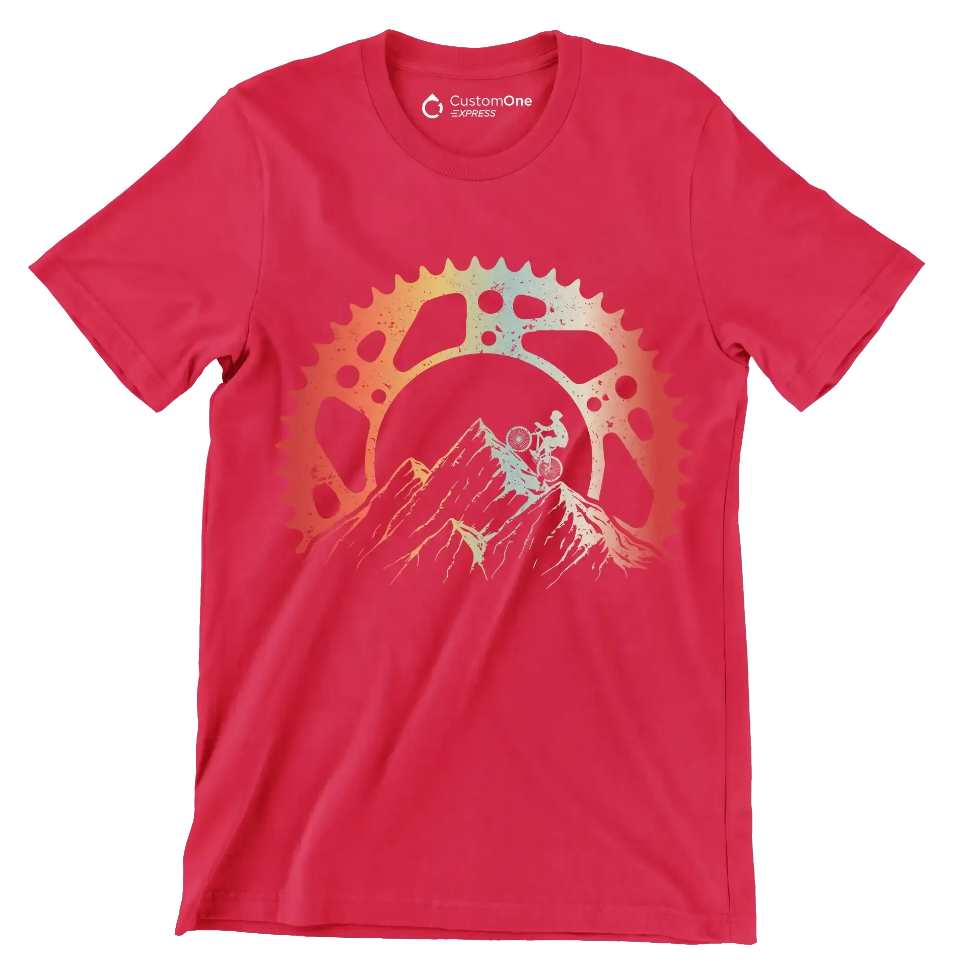 Mountain Gear Adventure– Conquer the Trails - Bicycle Themed T-Shirt-Red-S-Custom One Express