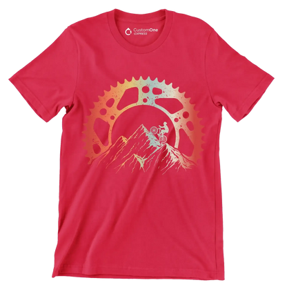 Mountain Gear Adventure– Conquer the Trails - Bicycle Themed T-Shirt-Red-S-Custom One Express