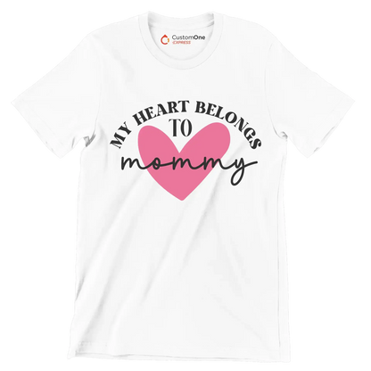 My Heart Belongs To Mommy - Mother’s Day T-Shirt-White-S-Custom One Express