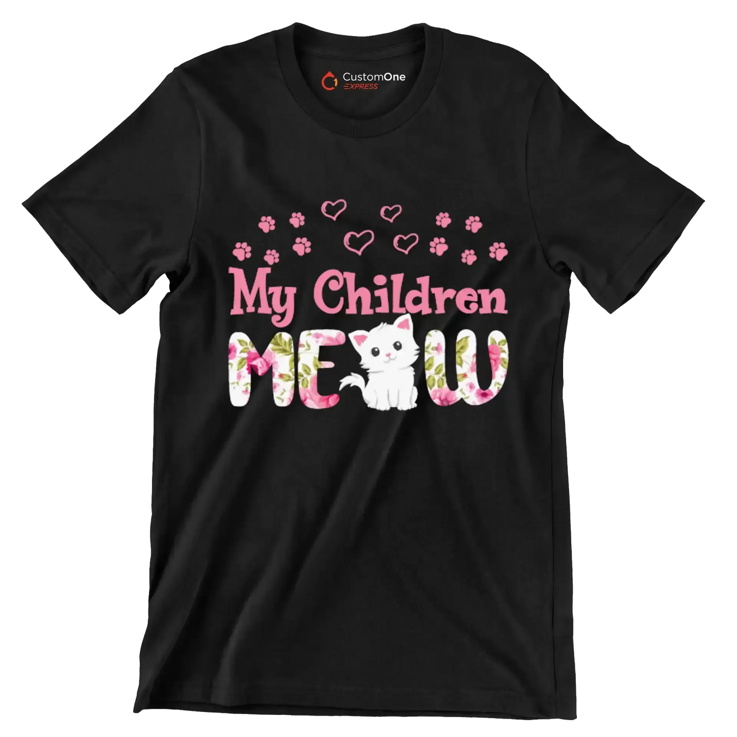 My children meow - Cat Themed T-Shirt-Black-S-Custom One Express