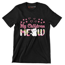 My children meow - Cat Themed T-Shirt-Black-S-Custom One Express