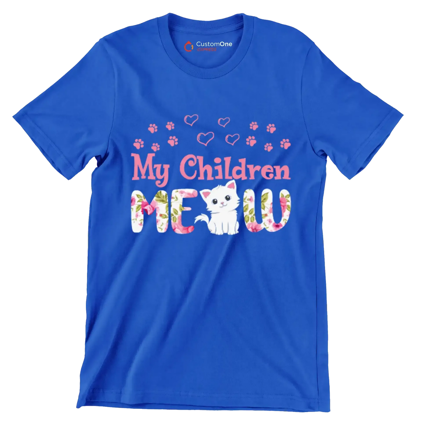 My children meow - Cat Themed T-Shirt-Blue-S-Custom One Express