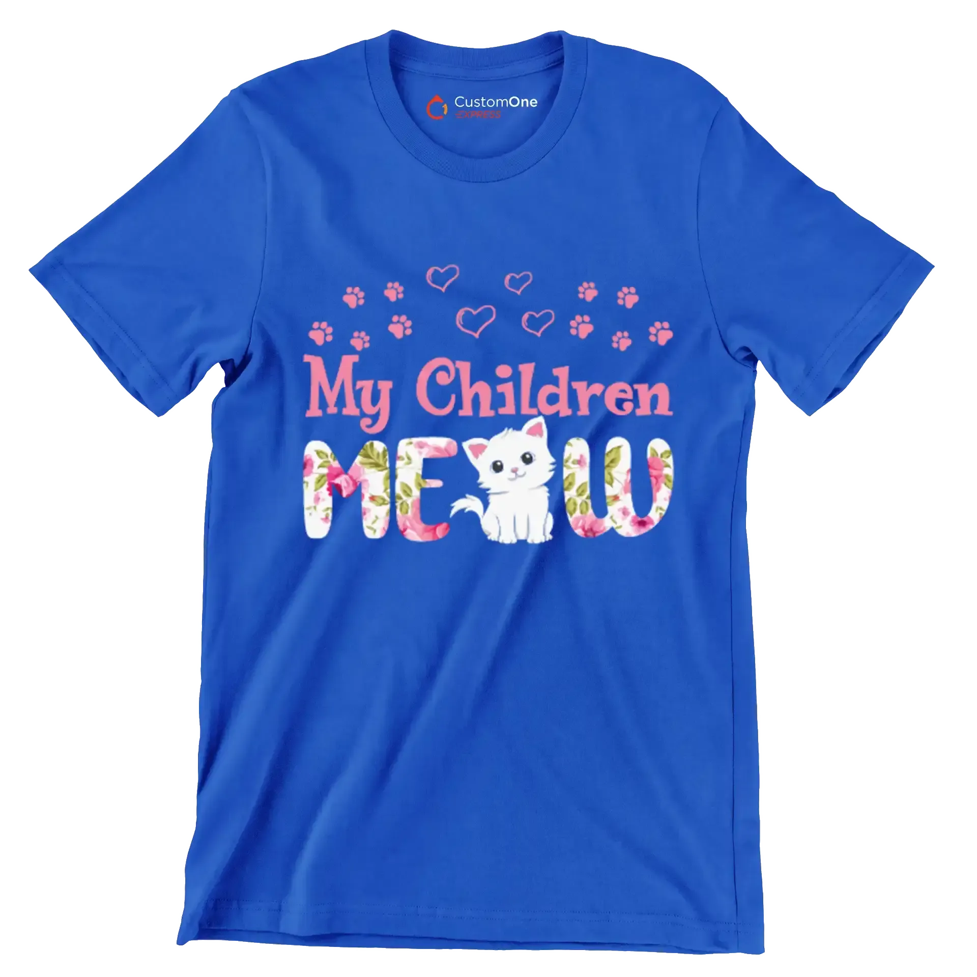 My children meow - Cat Themed T-Shirt-Blue-S-Custom One Express