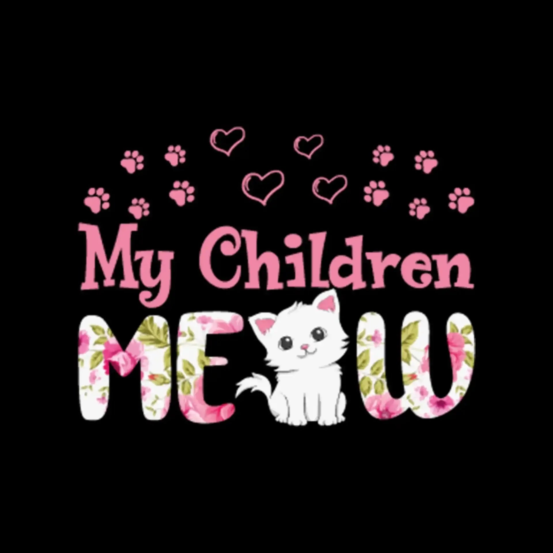 My children meow - Cat Themed T-Shirt-Black-S-Custom One Express
