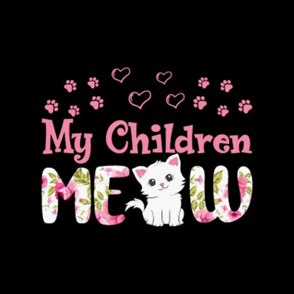 My children meow - Cat Themed T-Shirt-Black-S-Custom One Express