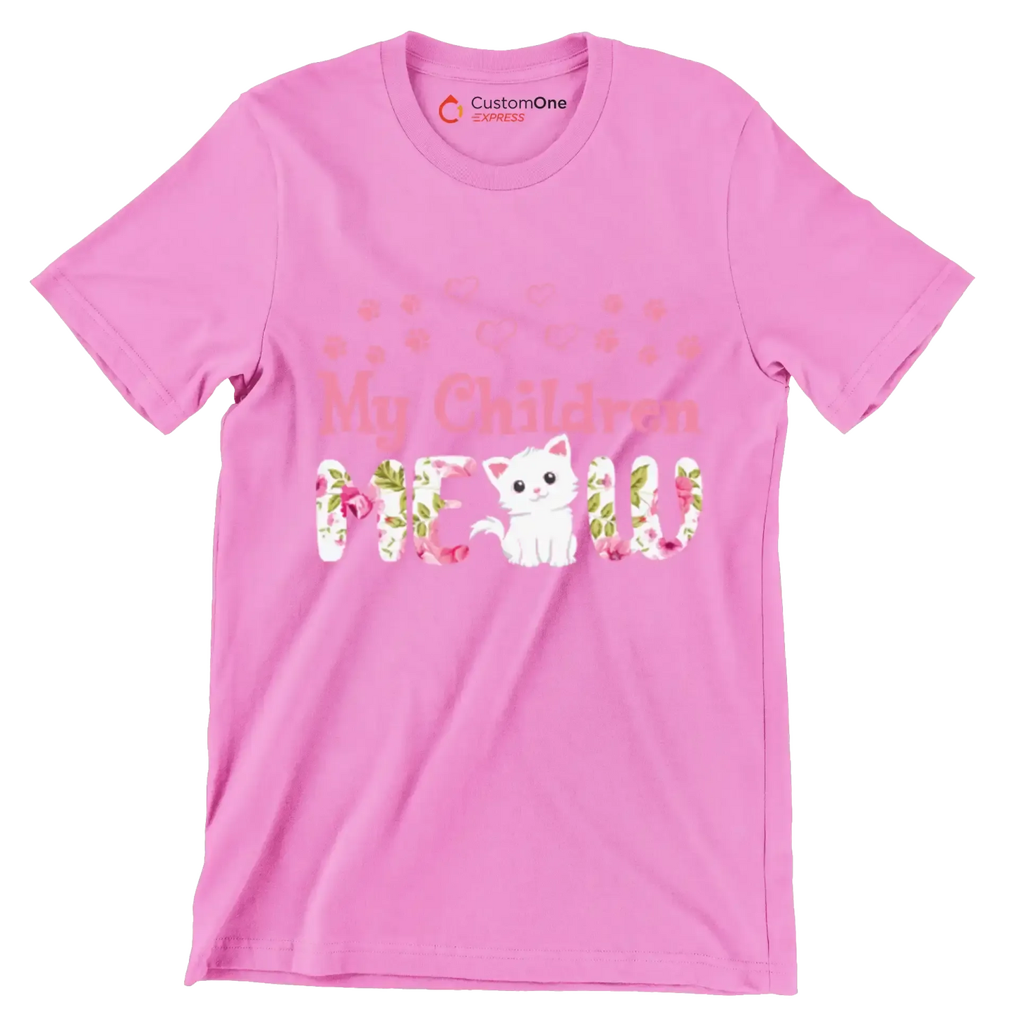 My children meow - Cat Themed T-Shirt-Pink-S-Custom One Express