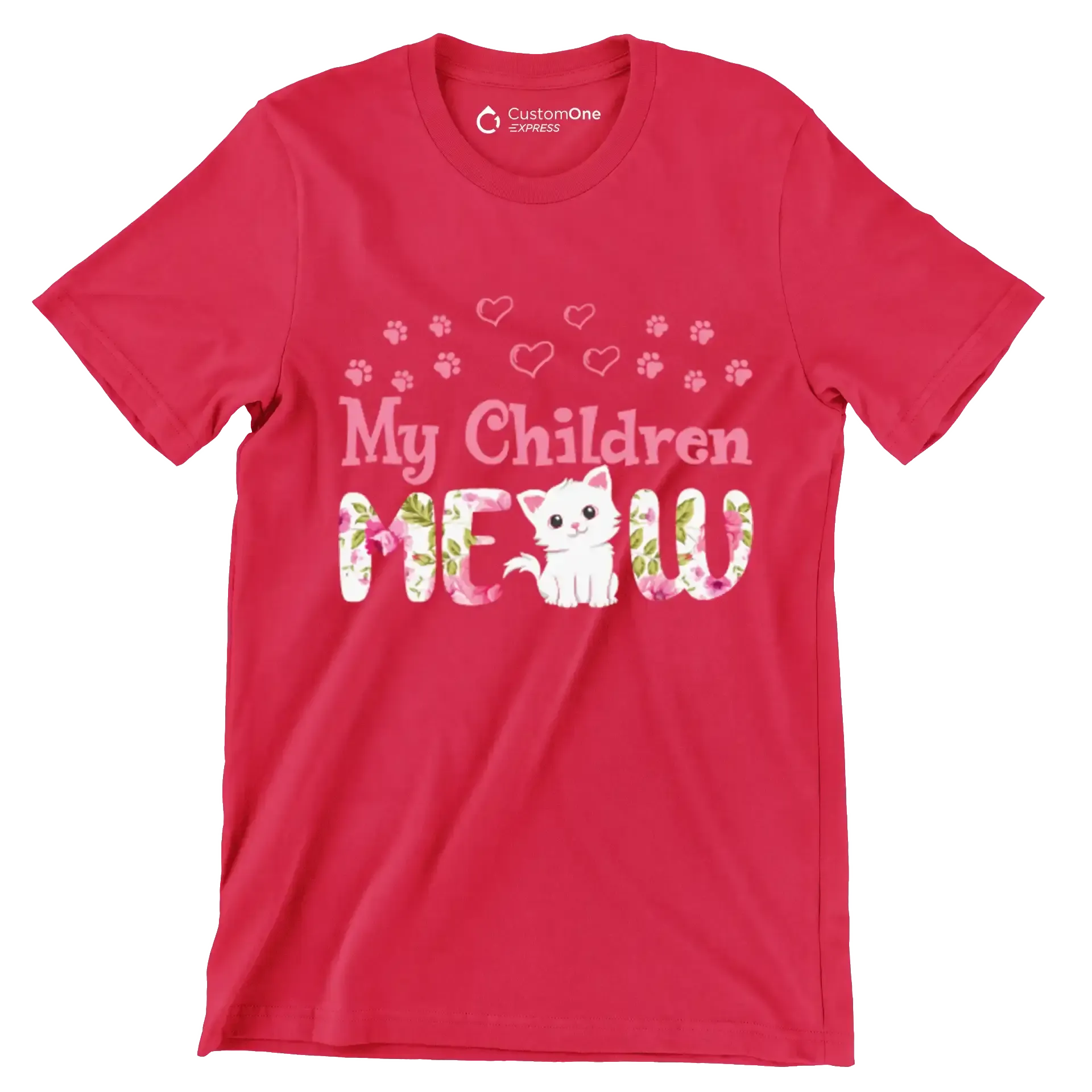 My children meow - Cat Themed T-Shirt-Red-S-Custom One Express