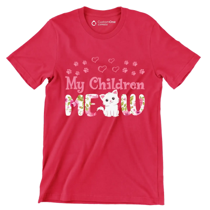 My children meow - Cat Themed T-Shirt-Red-S-Custom One Express