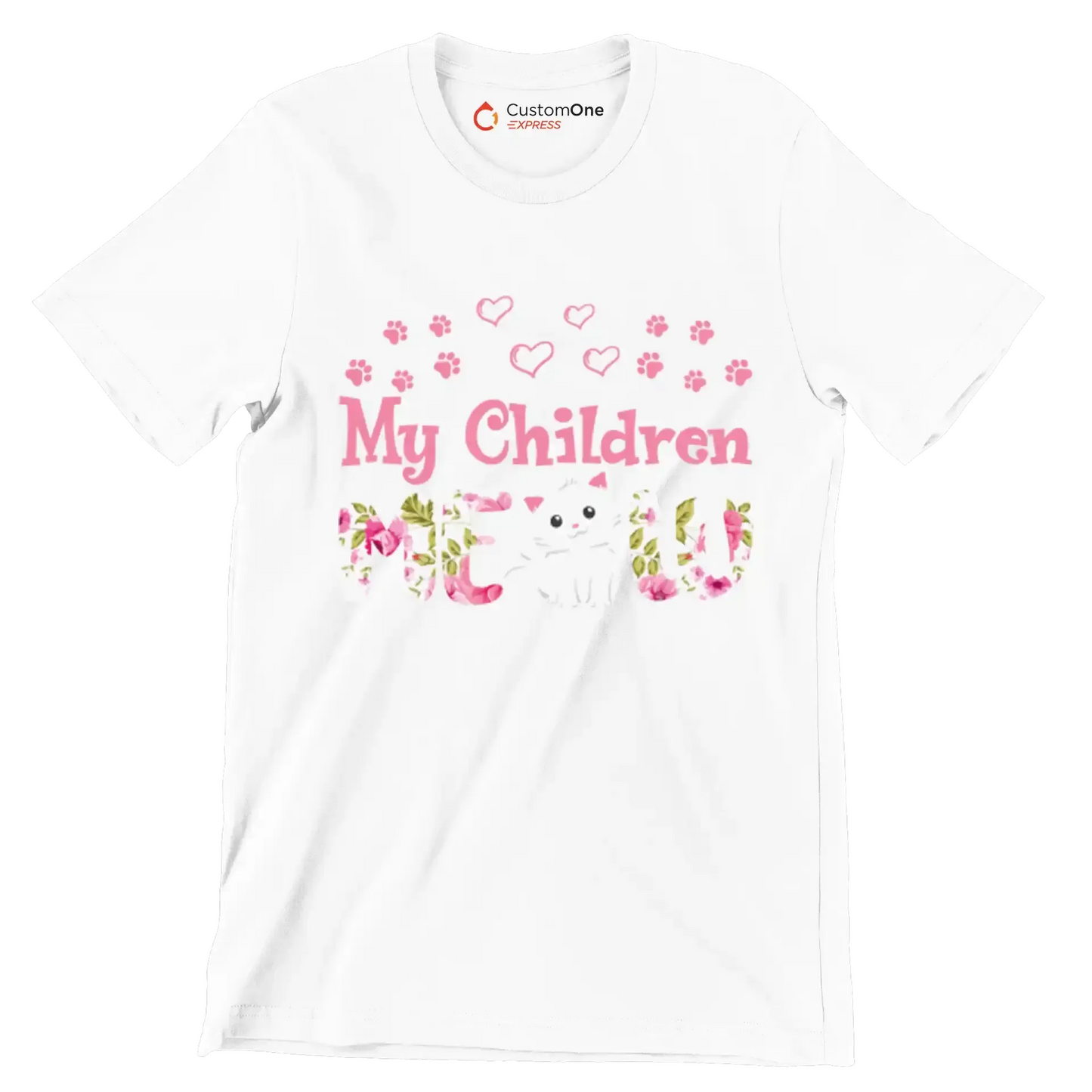 My children meow - Cat Themed T-Shirt-White-S-Custom One Express