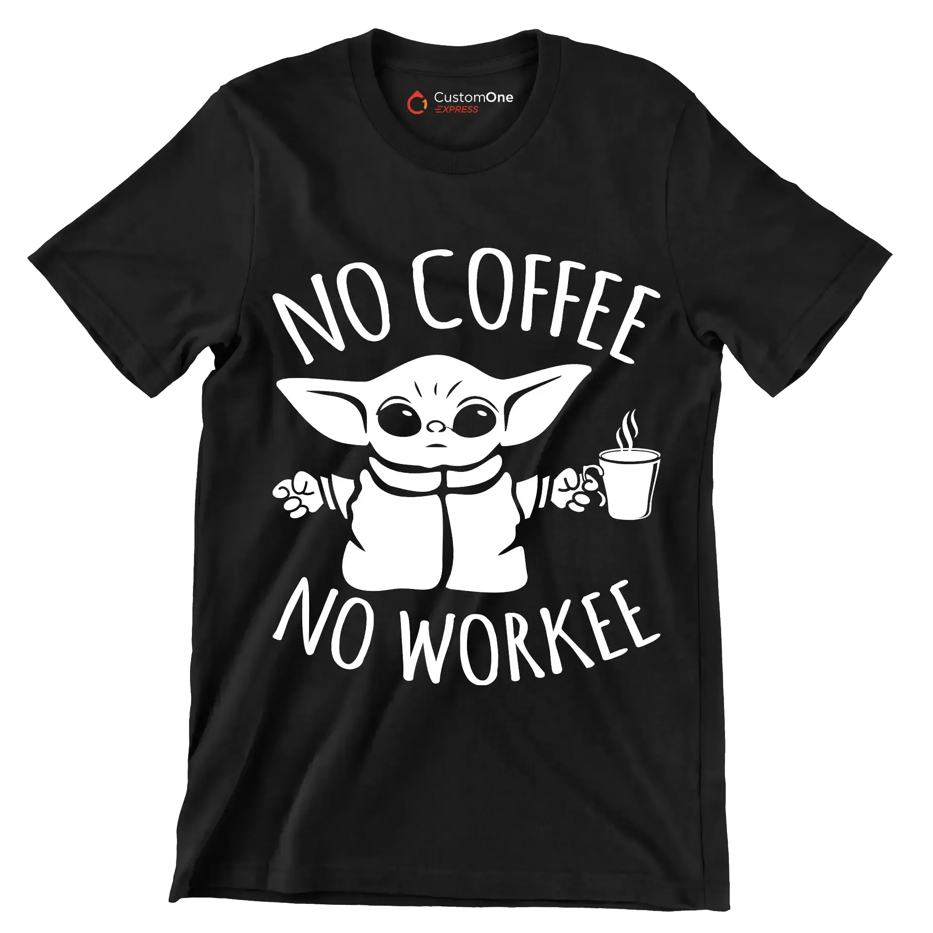 NO COFFEE NO WORKEE - Coffee Themed T-Shirt-Black-S-Custom One Express
