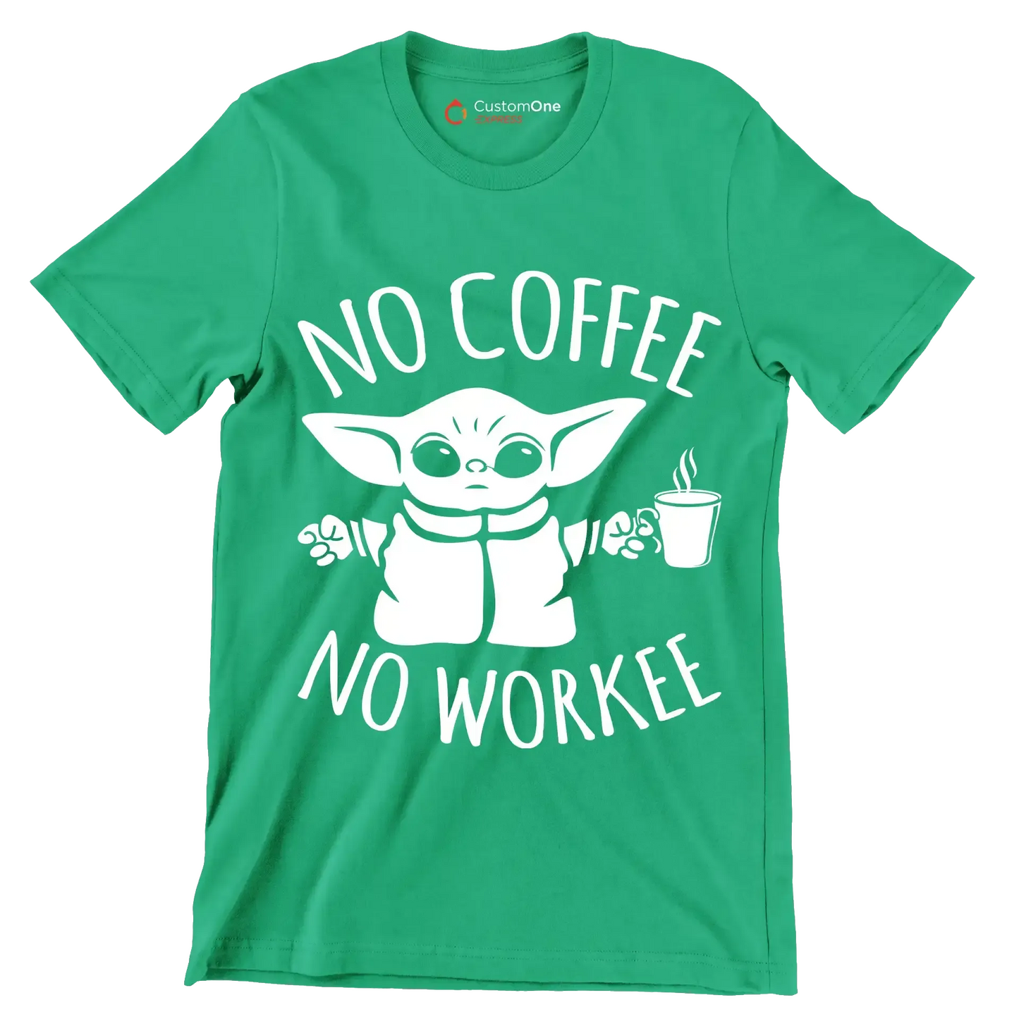 NO COFFEE NO WORKEE - Coffee Themed T-Shirt-Green-S-Custom One Express