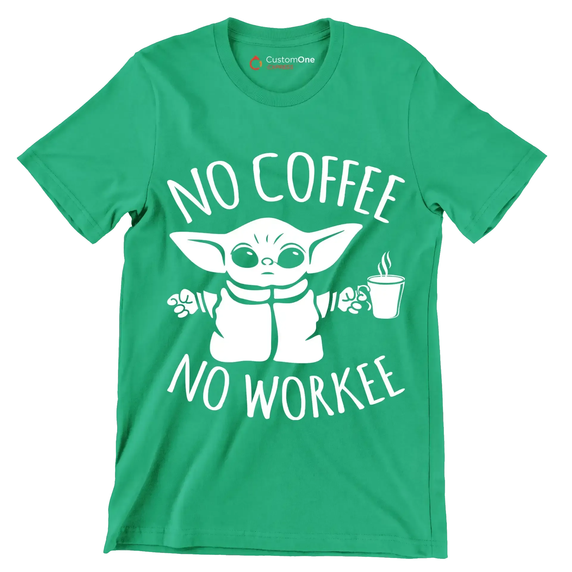 NO COFFEE NO WORKEE - Coffee Themed T-Shirt-Green-S-Custom One Express
