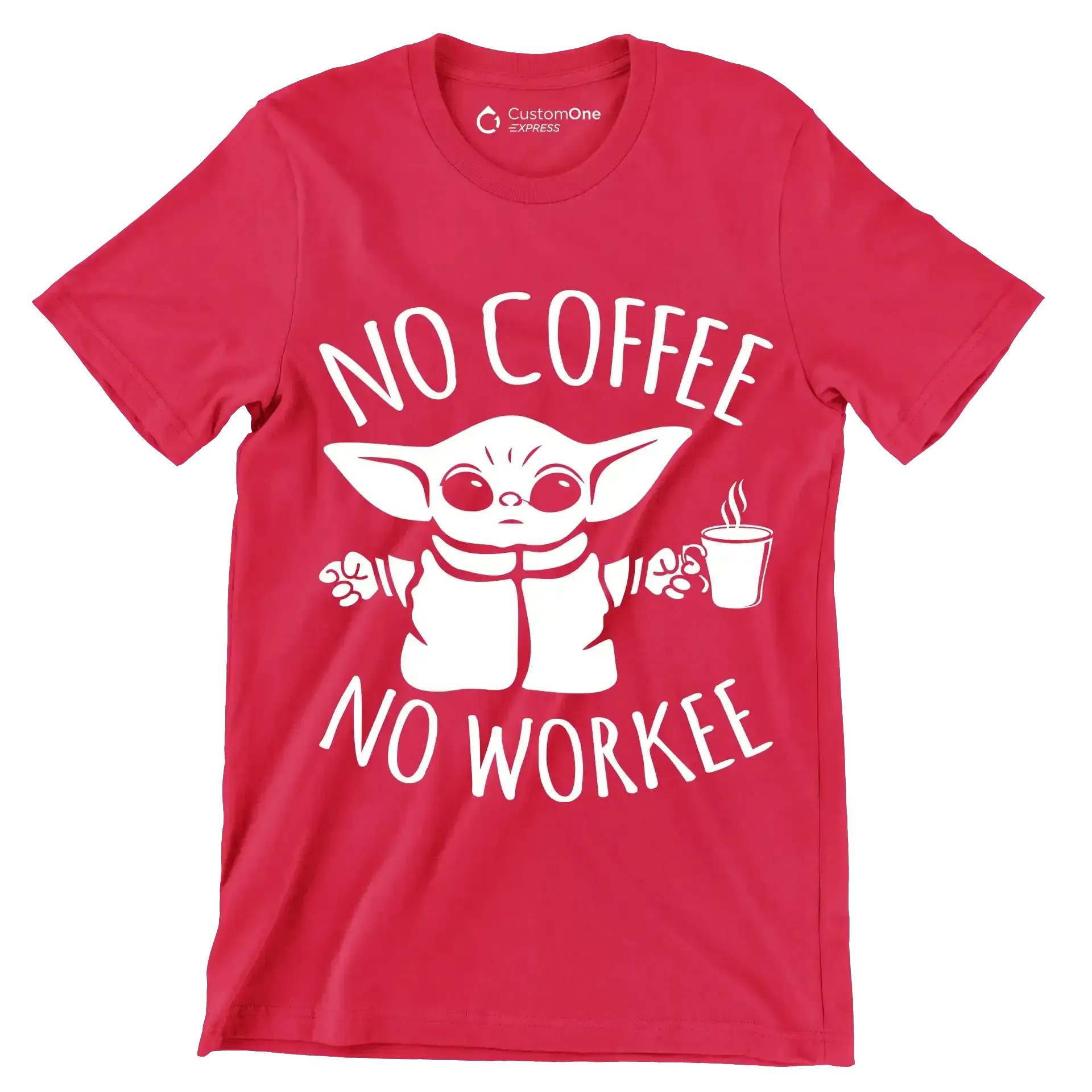 NO COFFEE NO WORKEE - Coffee Themed T-Shirt-Red-S-Custom One Express