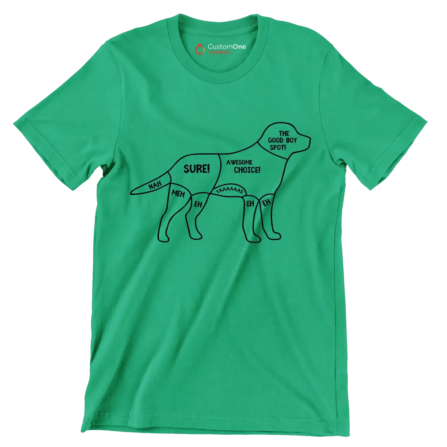 Nah meh eh sure! awesome choice. yaaaaas eh eh the good boy spot - Dog Themed T-Shirt-Green-S-Custom One Express