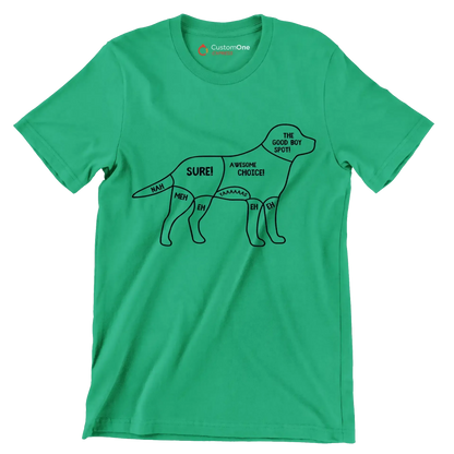 Nah meh eh sure! awesome choice. yaaaaas eh eh the good boy spot - Dog Themed T-Shirt-Green-S-Custom One Express
