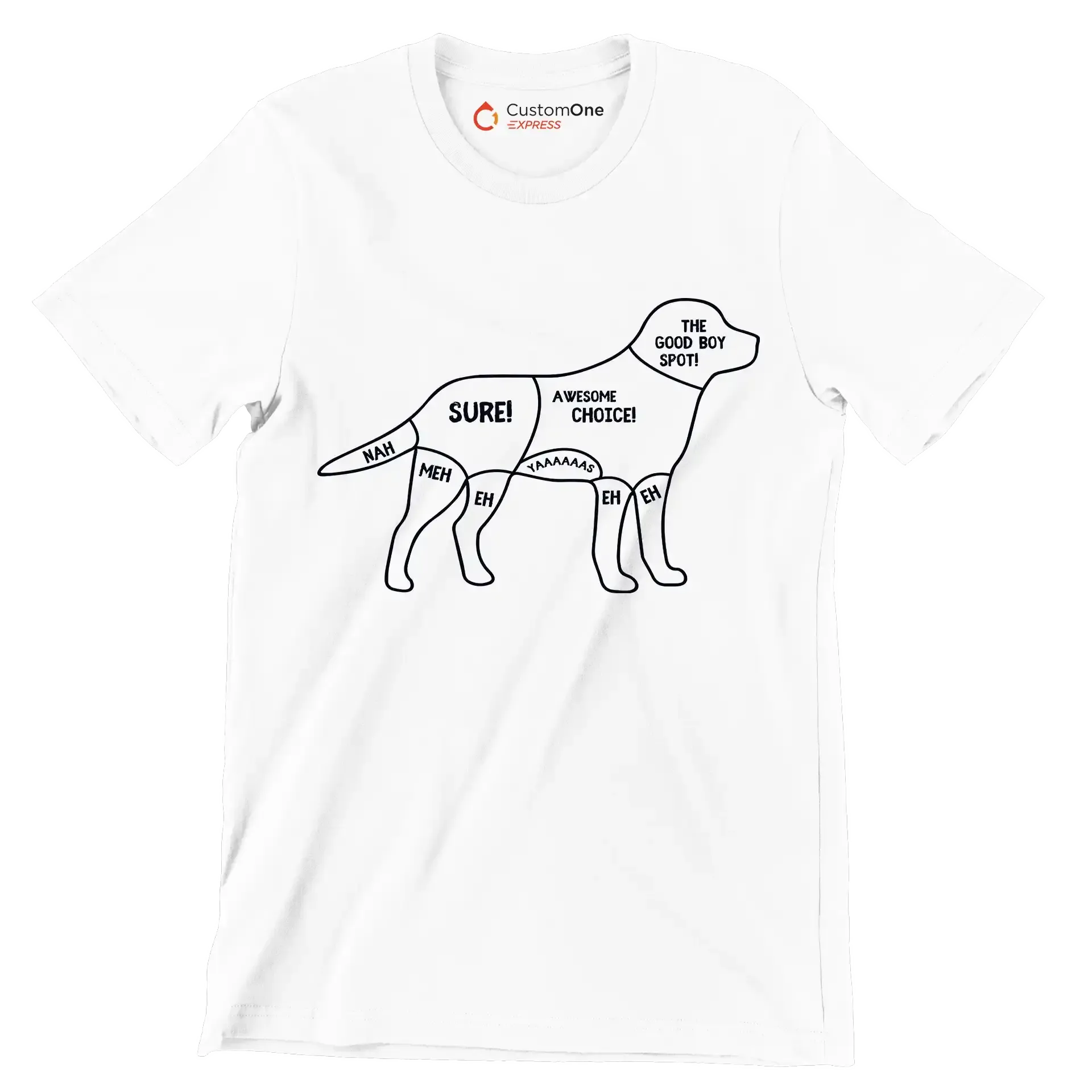 Nah meh eh sure! awesome choice. yaaaaas eh eh the good boy spot - Dog Themed T-Shirt-White-S-Custom One Express
