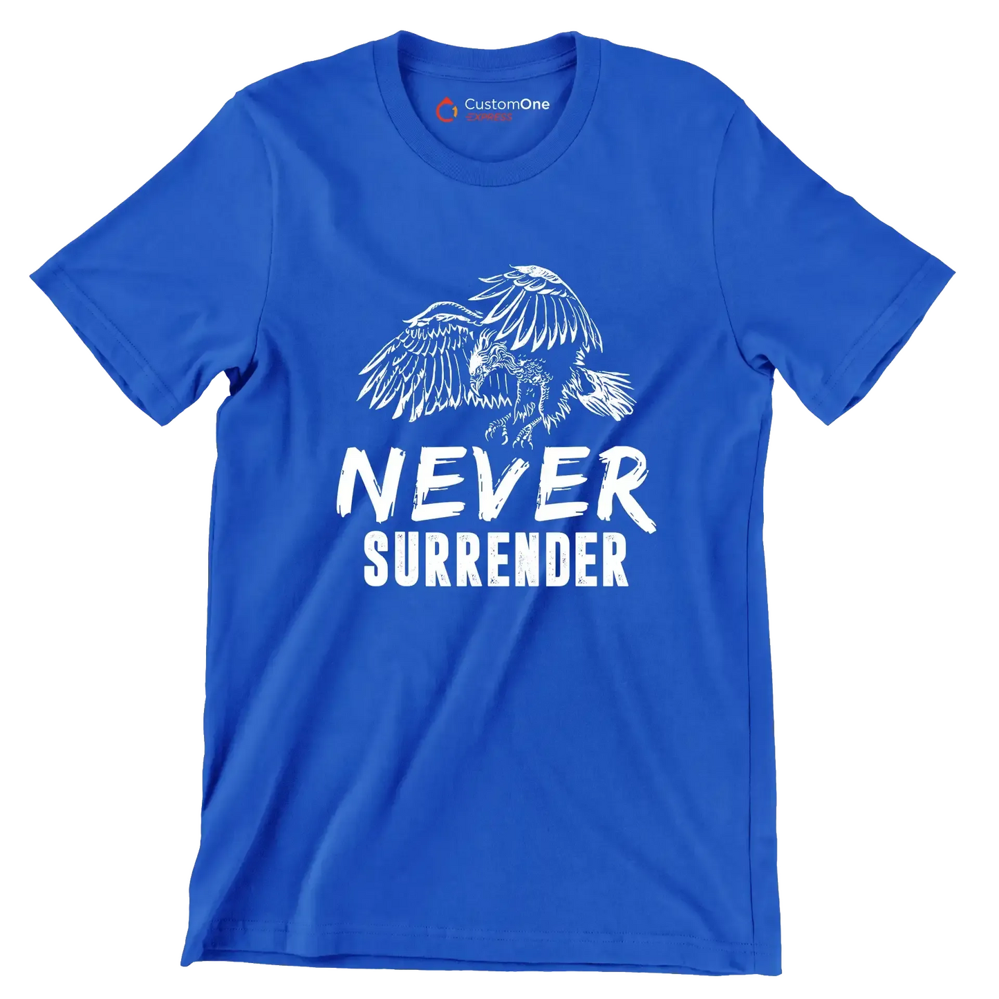 Never Surrender - Motivational Themed T-Shirt-Blue-S-Custom One Express